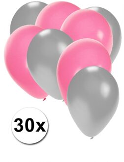 Shoppartners Zilveren en lichtroze ballonnen 30 stuks - Ballonnen Multikleur