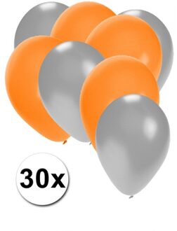 Shoppartners Zilveren en oranje ballonnen 30 stuks - Ballonnen Multikleur