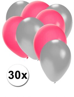 Shoppartners Zilveren en roze ballonnen 30 stuks - Ballonnen Multikleur