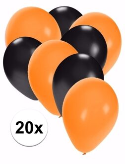 Shoppartners Zwart met oranje feest ballonnen 20x
