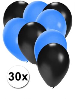 Shoppartners Zwarte en blauwe ballonnen 30 stuks - Ballonnen Multikleur