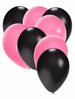 Shoppartners Zwarte en lichtroze feestballonnen 30x