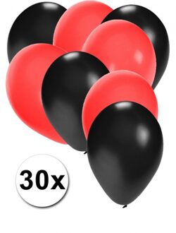 Shoppartners Zwarte en rode ballonnen 30 stuks - Ballonnen Multikleur