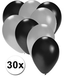 Shoppartners Zwarte en zilveren ballonnen 30 stuks - Ballonnen Multikleur