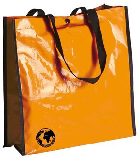 Shopper boodschappen opberg tas - oranje - 38 x 38 cm - Glimmende boodschappentassen