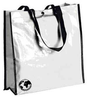 Shopper boodschappen opberg tas - wit - 38 x 38 cm - Glimmende boodschappentassen