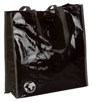 Shopper boodschappen opberg tas - zwart - 38 x 38 cm - Glimmende boodschappentassen