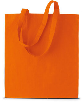 Shopper schoudertasje - oranje - katoen - 38x42 cm - met hengels - 11 liter