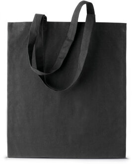Shopper schoudertasje - zwart - katoen - 38x42 cm - met hengels - 11 liter
