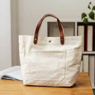 Shopper Tas Mode Grote Capaciteit Canvas Tas Ins College Leuke Vrouwen Tas Ulzzang Schoudertassen beige
