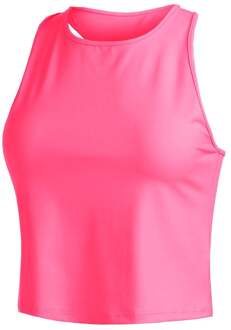 Short Basic Tanktop Dames-Pink roze - XL