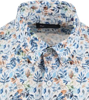 Short Sleeve Overhemd Bloemenprint Blauw Multicolour