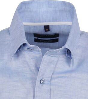 Short Sleeve Overhemd Linnen Lichtblauw - L,S