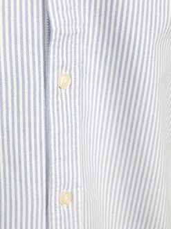 Short Sleeve Overhemd Oxford Yale Streep Lichtblauw - 3XL,L,M,S,XL,XXL