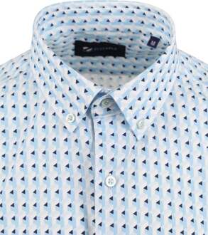 Short Sleeve Overhemd Print Blauw - 3XL,L,M,XL,XXL