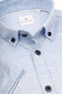 Short Sleeve Overhemd Print Blauw Lichtblauw - 38