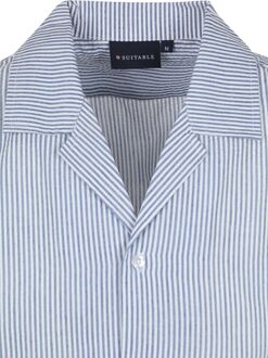 Short Sleeve Overhemd Stripe Seersucker Lichtblauw - L,M,S,XL