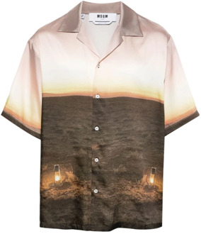 Short Sleeve Shirts Msgm , Brown , Heren - Xl,L