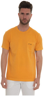 Short-sleeved round-necked T-shirt Fay , Orange , Heren - 2XL