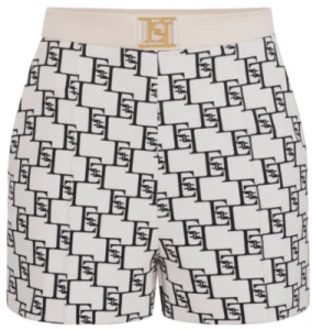 Shorts met Hoge Taille en Logo Print Elisabetta Franchi , Multicolor , Dames - M,S