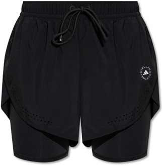 Shorts met twee lagen en logo Adidas by Stella McCartney , Black , Dames - Xl,L,M