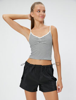 SHORTS Parachute Mini Shorts Drawstring Flap Pockets Zwart