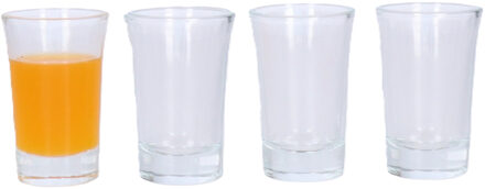 Shotglaasjes - 4x stuks - glas - 50 ml - feest - vaatwasser bestendigd Transparant