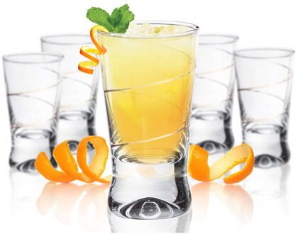 Shotglaasjes - 6x - gold collection - 25 ml - glas - borrelglazen