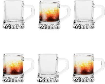 Shotglaasjes/borrelglazen Mini Bierglas - transparant glas - 6x stuks - 25 ml