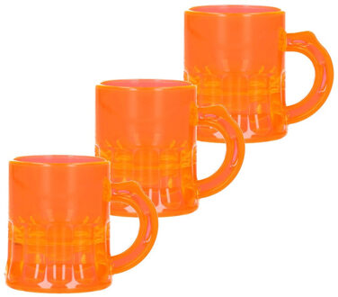 Shotglas - 10x - shotjes - shotglaasjes - UV fluor oranje - met handvat - 25 ml - Koningsdag