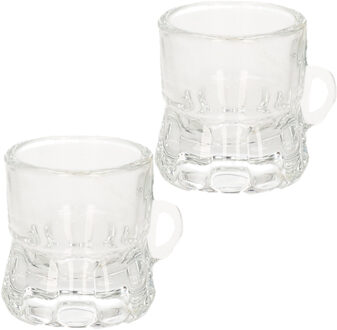 Shotglas - 48x - vorm bierpul glaasje/glas - met handvat - 2cl - Oktoberfest Transparant