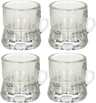 Shotglas - 8x - vorm bierpul glaasje/glas - met handvat - 2cl - Oktoberfest