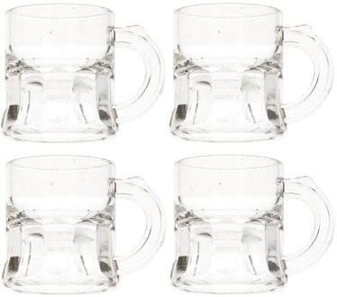 Shotglazen - 10x stuks - 2,5 cl - wit - kunststof - shotglaasjes - pul - met handvat