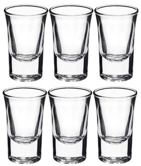 Shotglazen - 18x stuks - 34 ml - borrelglaasjes - rond - glas