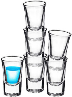 Shotglazen - 6x stuks - 34 ml - borrelglaasjes - rond - glas Transparant