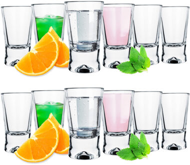 Shotglazen Krosno - transparant glas - 12x - 25 ml - borrelglazen
