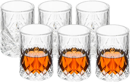 Shotglazen Marbella - set 6x - 60 ml - glas - borrelglazen - luxe glaasjes