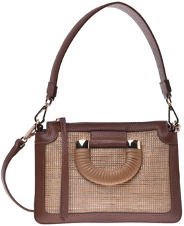 Shoulder bag in tan raffia Baldinini , Brown , Dames - ONE Size