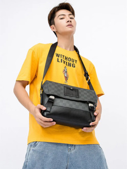 Shoulder Bags For Men Designer Leader Messenger Bag Waterproof Sling Plaid Zipper Work Business Crossbody Bag Fashion Casual New