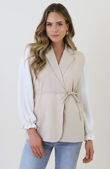 Shoulder Detail Wrap Gilet Beige