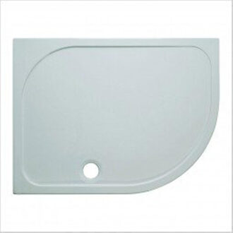 Shower Tray douchebak 80x100x4.5cm links inclusief 90mm afvoer 55 radius met antikalkbehandeling polybeton wit SRQ81000LH