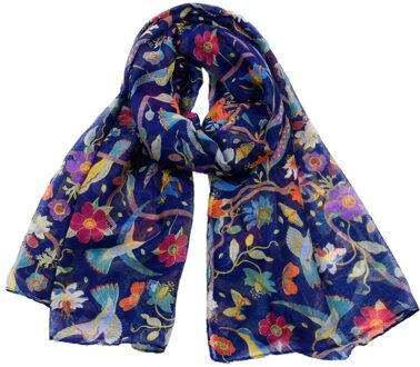 Showersmile Vrouwen Sjaal Bloemenprint Voile Lente Herfst Kleurrijke Sjaals Voor Dames Sjaal Vrouwen Echarpe marine