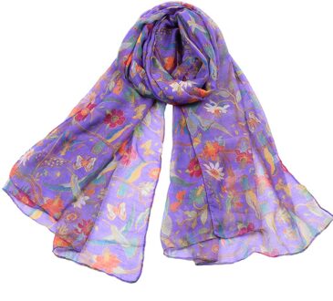 Showersmile Vrouwen Sjaal Bloemenprint Voile Lente Herfst Kleurrijke Sjaals Voor Dames Sjaal Vrouwen Echarpe Paars