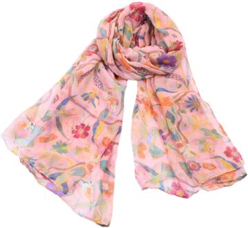 Showersmile Vrouwen Sjaal Bloemenprint Voile Lente Herfst Kleurrijke Sjaals Voor Dames Sjaal Vrouwen Echarpe Roze