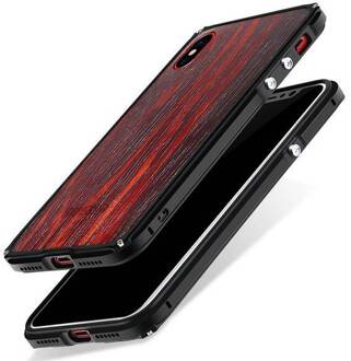 Showkoo iPhone X Kevlar echt hout hardcase met alluminium bumper