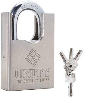 Shrouded Solid Steel Lock Body Top Security Anti-Theft Heavy Duty Lock Hardened Steel Shackle Keyed Padlock w/ 4 keys