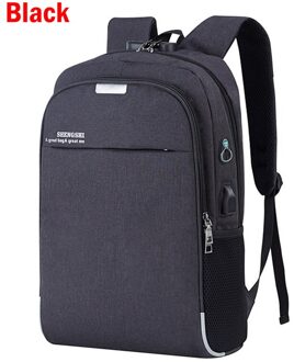 Shujin Laptop Rugzak Usb Opladen 15.6 Inch Diefstal Vrouwen Mannen School Tassen Voor Tienermeisjes College Rugzak Mannelijke zwart