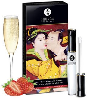 Shunga Divine Oral Lipgloss - Strawberry Sparkling Wine - 0.33 fl oz / 10 ml