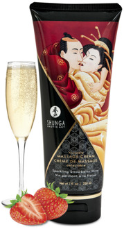 Shunga Kusbare Massagecrème - Sprankelende Aardbeienwijn - 7 floz / 200 ml