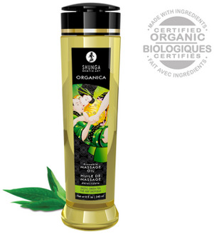 Shunga Organica Massage Oil - Green tea - 8 fl oz / 240 ml